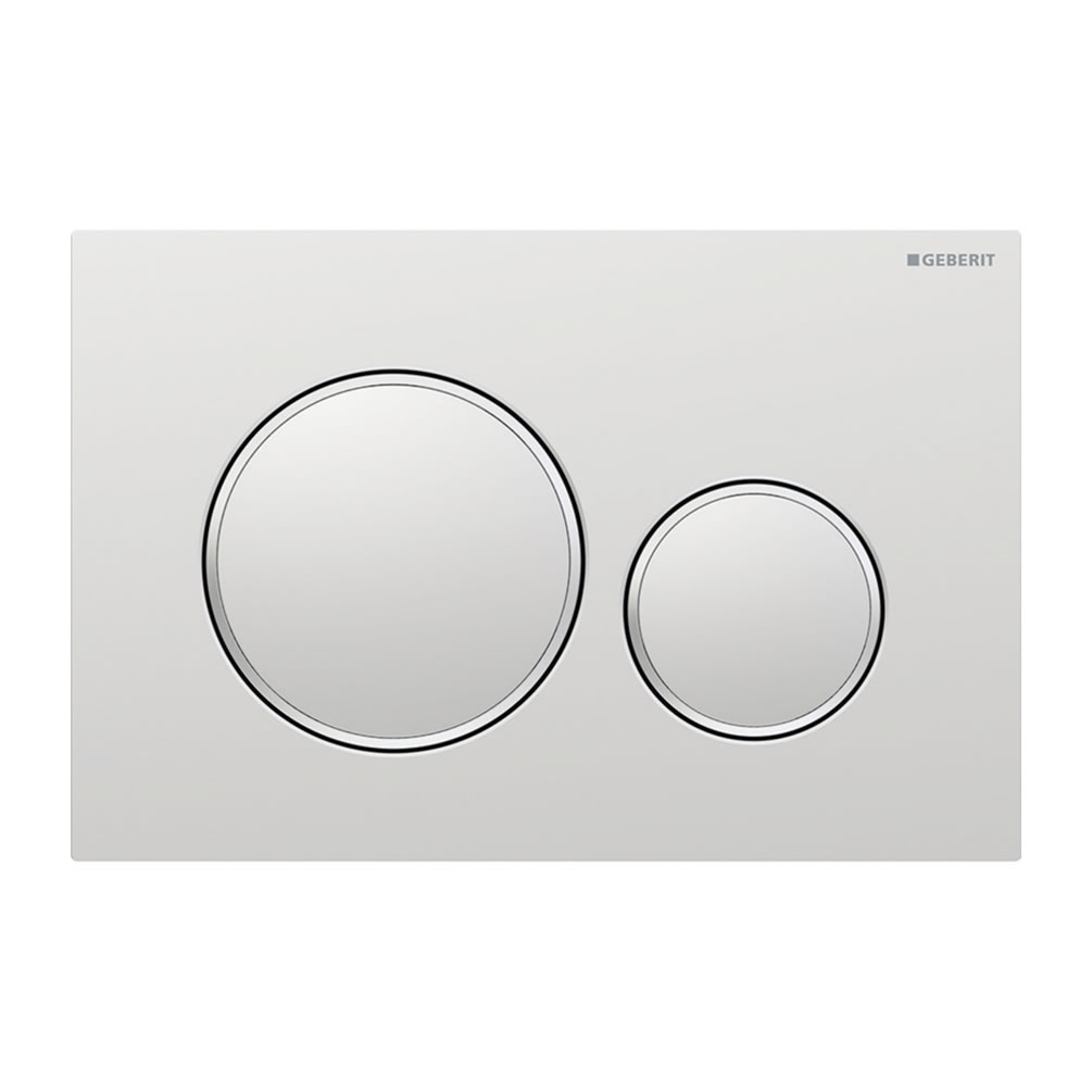 Cutout image of Geberit Sigma20 Round Matt Chrome / Gloss Chrome Dual Flush Plate